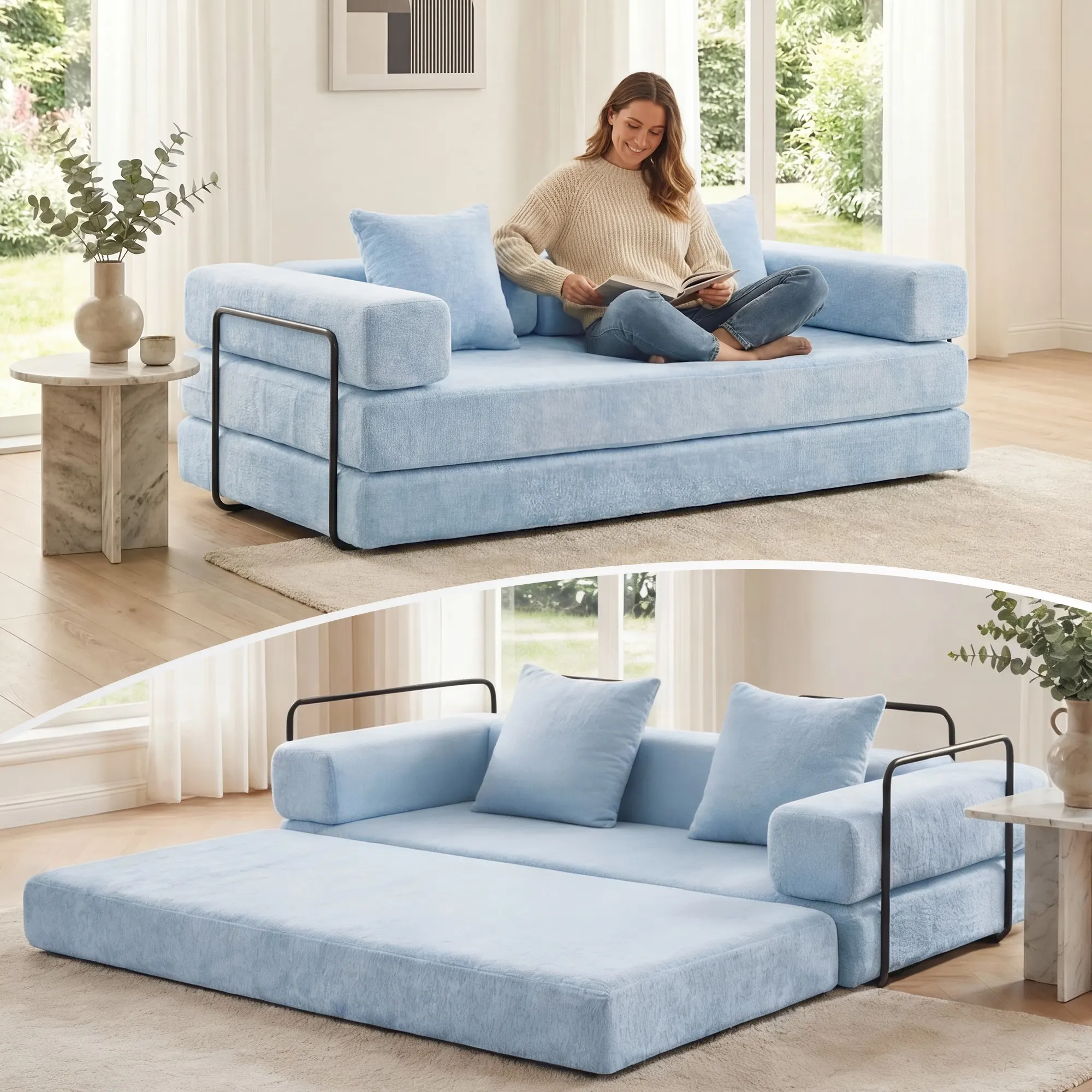Selene Compressed Modular Sofa Bed-14.2" Seat Height - Image 205