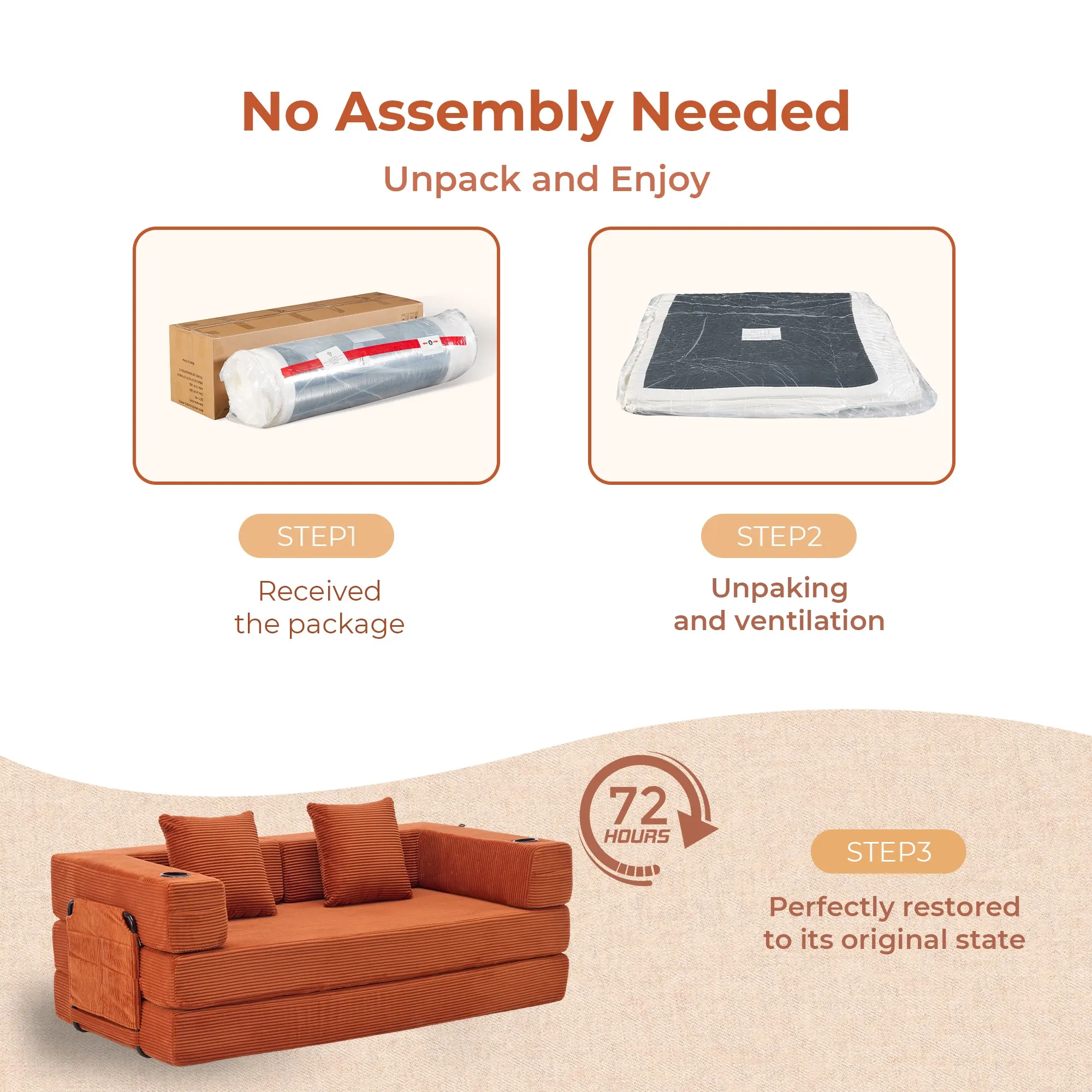 Selene Compressed Modular Sofa Bed-14.2" Seat Height - Image 21