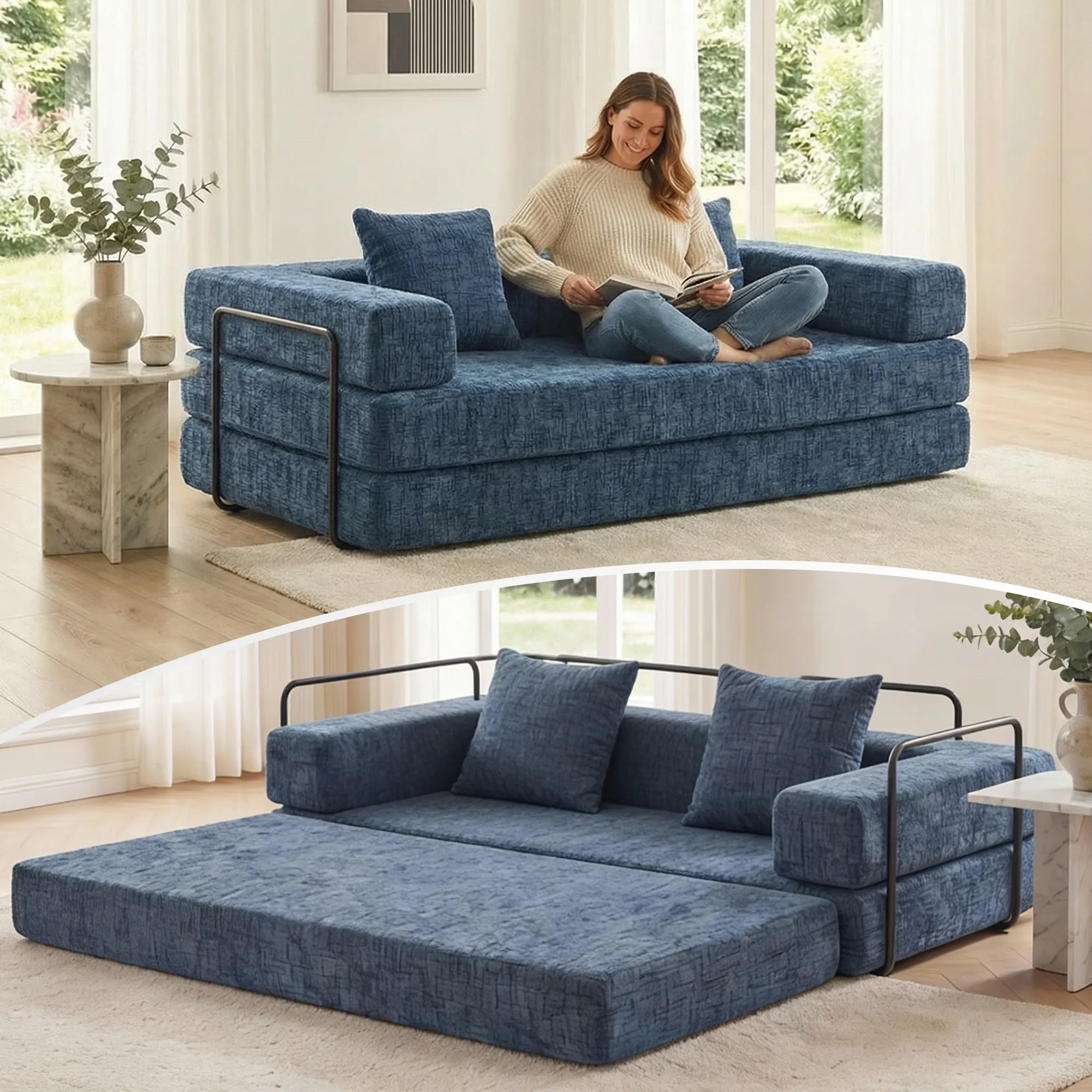 Selene Compressed Modular Sofa Bed-14.2" Seat Height - Image 217