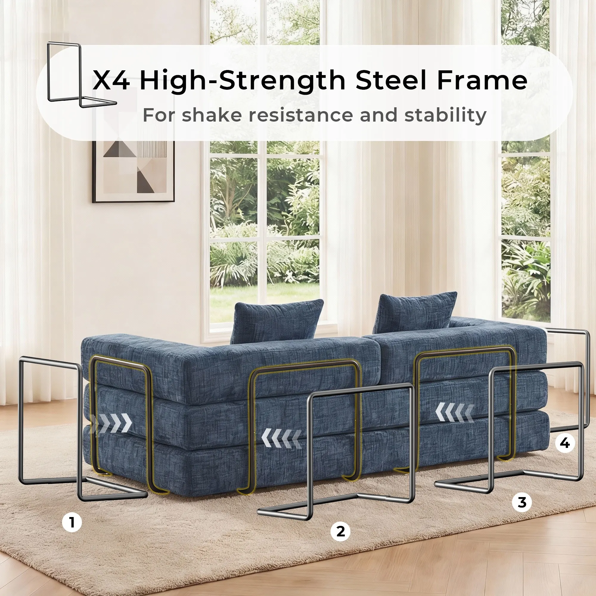 Selene Compressed Modular Sofa Bed-14.2" Seat Height - Image 218