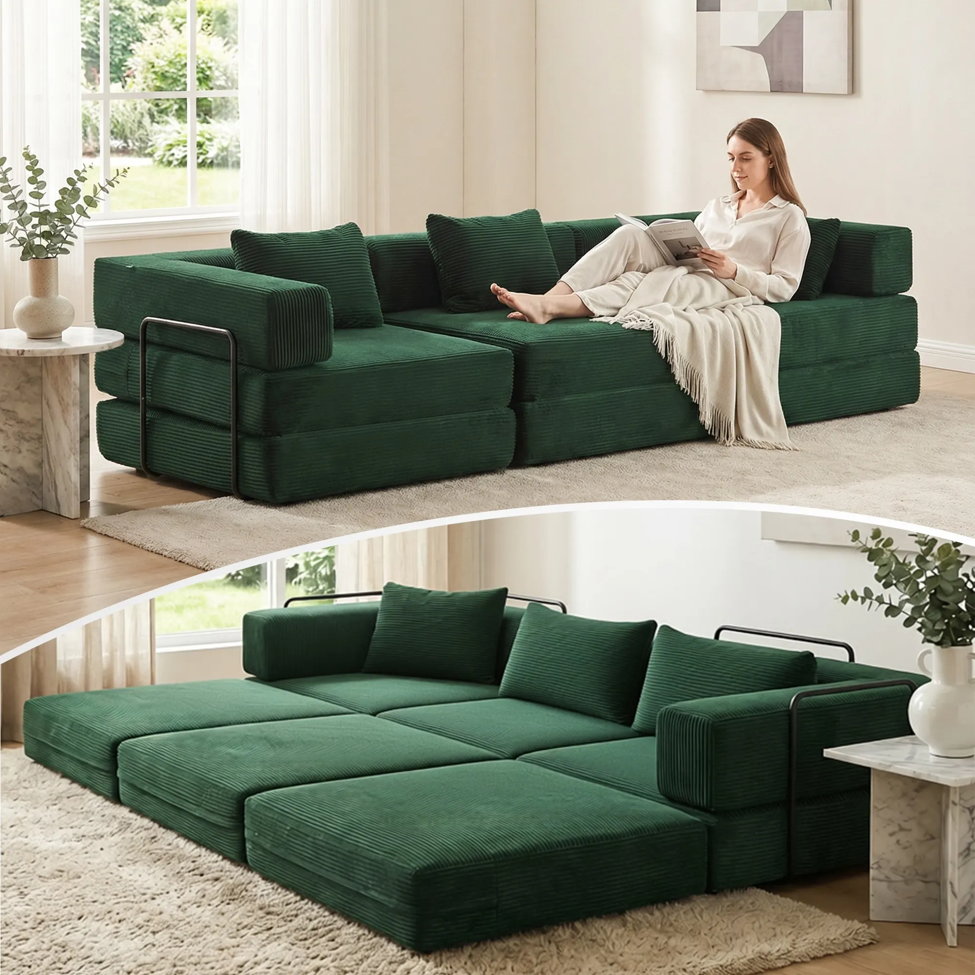 Selene Compressed Modular Sofa Bed-14.2" Seat Height - Image 220