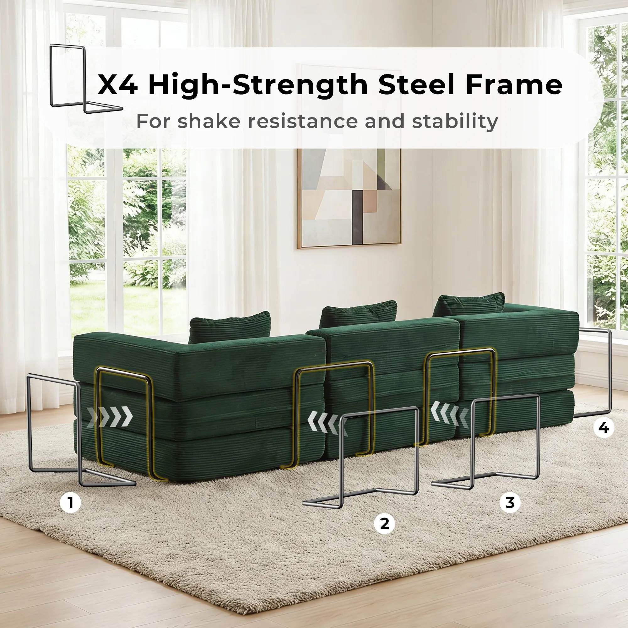 Selene Compressed Modular Sofa Bed-14.2" Seat Height - Image 227