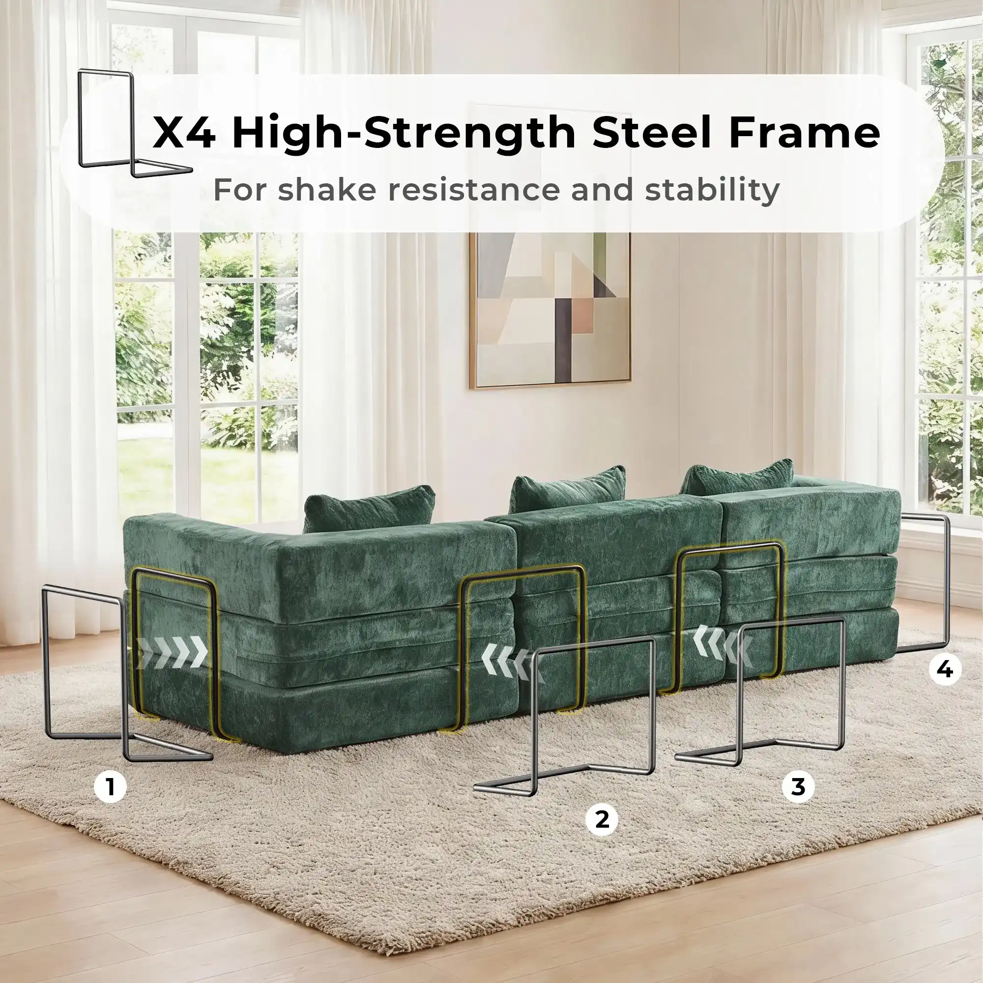 Selene Compressed Modular Sofa Bed-14.2" Seat Height - Image 231