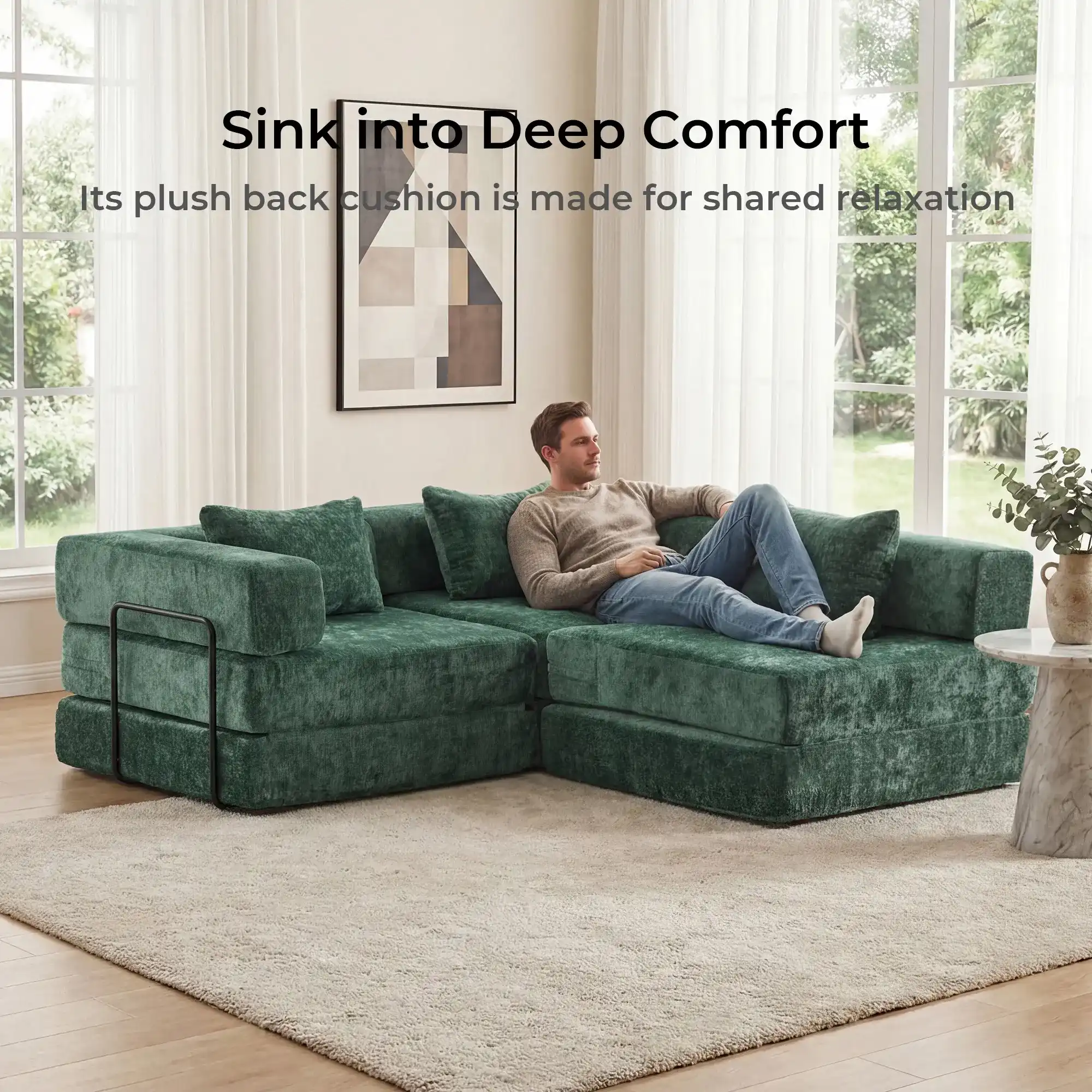 Selene Compressed Modular Sofa Bed-14.2" Seat Height - Image 232