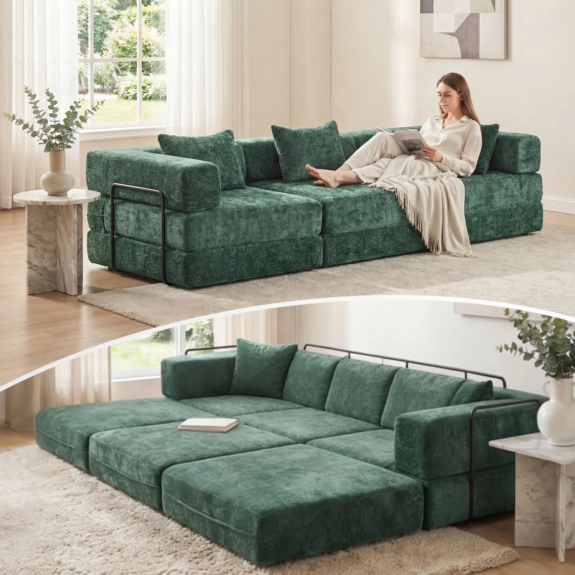 Selene Compressed Modular Sofa Bed-14.2" Seat Height - Image 235