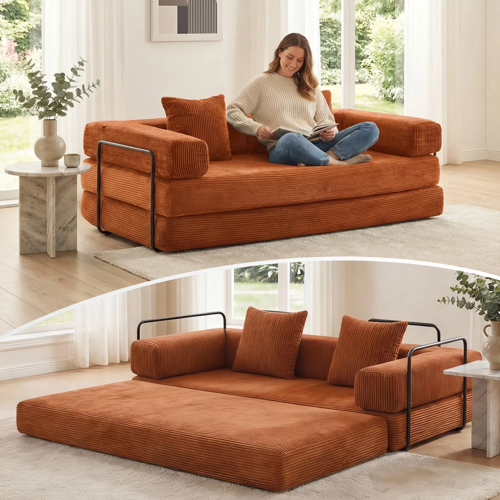 Selene Compressed Modular Sofa Bed-14.2" Seat Height - Image 245