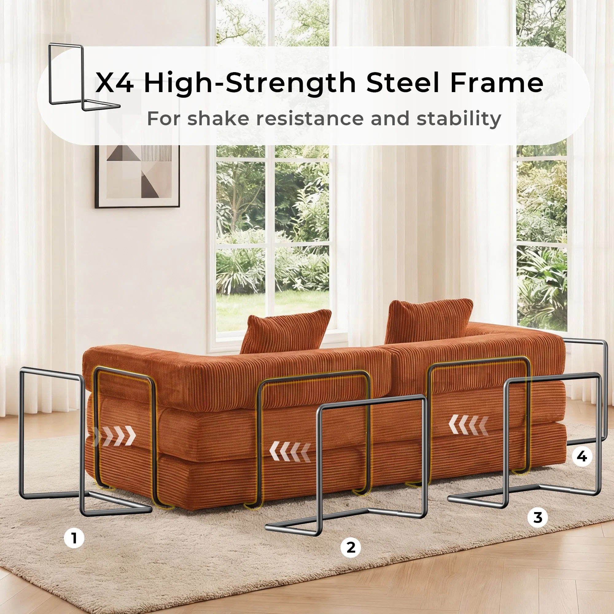 Selene Compressed Modular Sofa Bed-14.2" Seat Height - Image 246