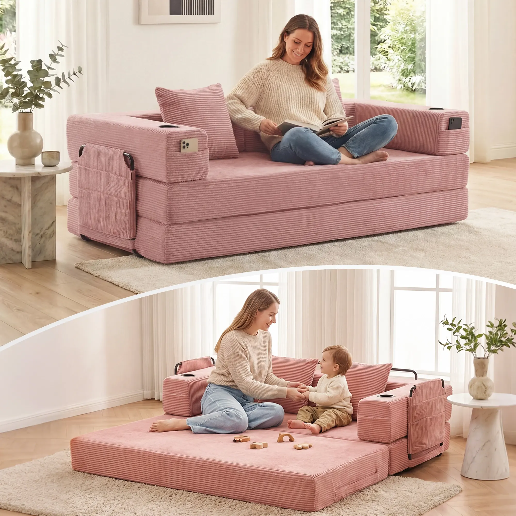 Selene Compressed Modular Sofa Bed-14.2" Seat Height - Image 32