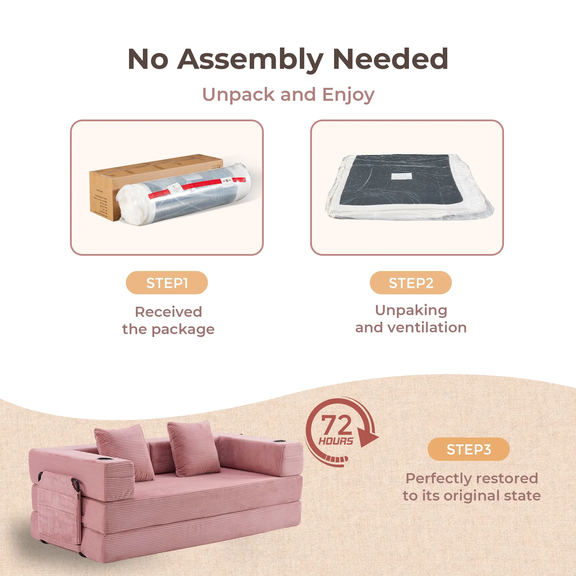 Selene Compressed Modular Sofa Bed-14.2" Seat Height - Image 34