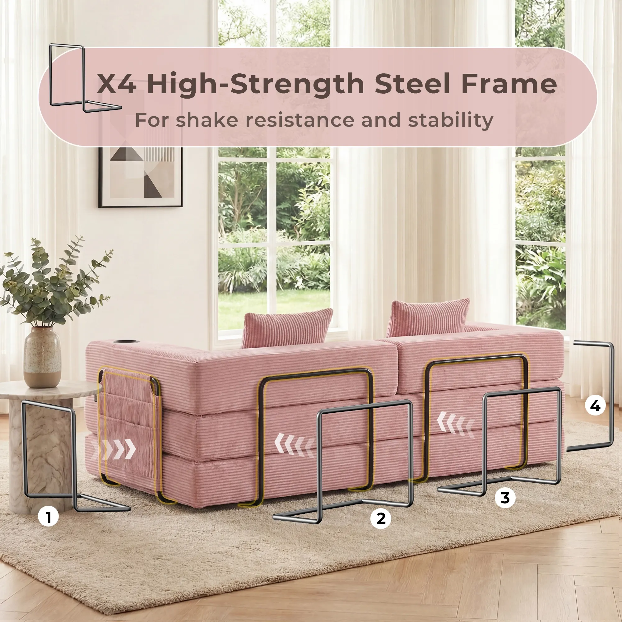 Selene Compressed Modular Sofa Bed-14.2" Seat Height - Image 35