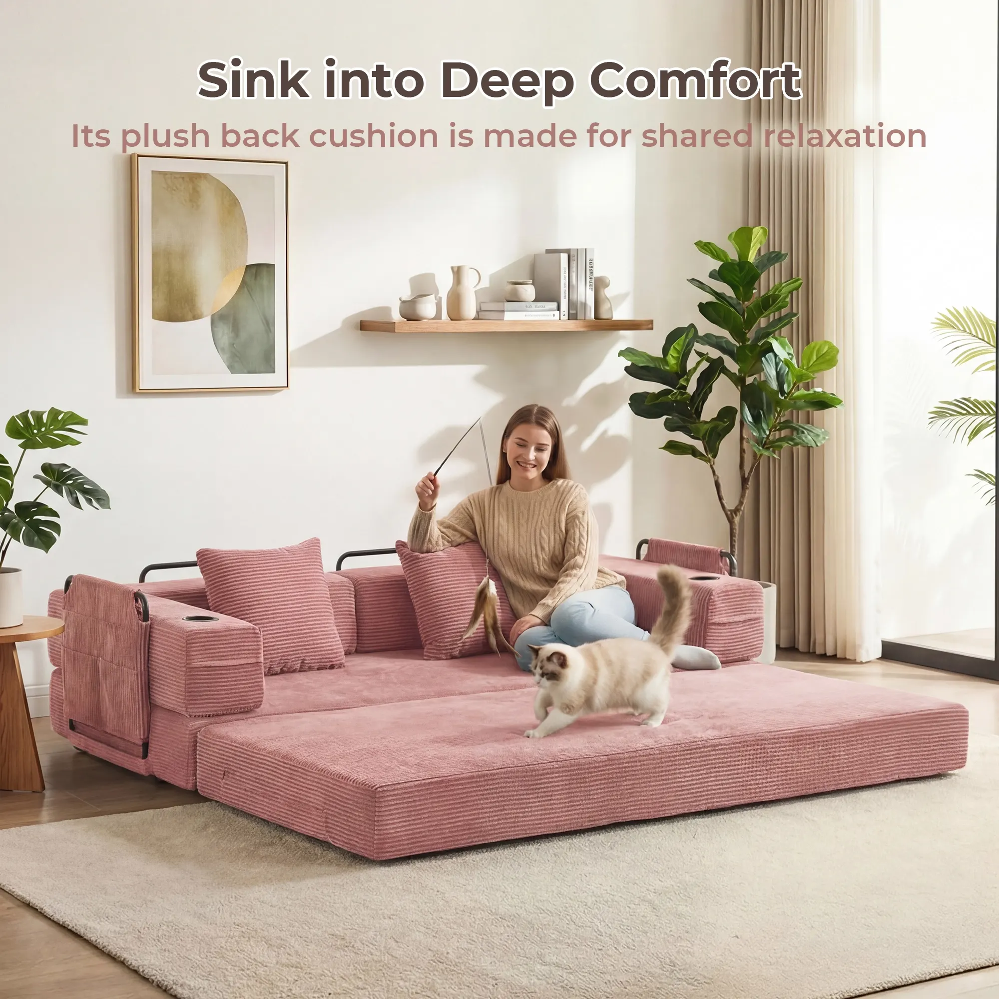 Selene Compressed Modular Sofa Bed-14.2" Seat Height - Image 38