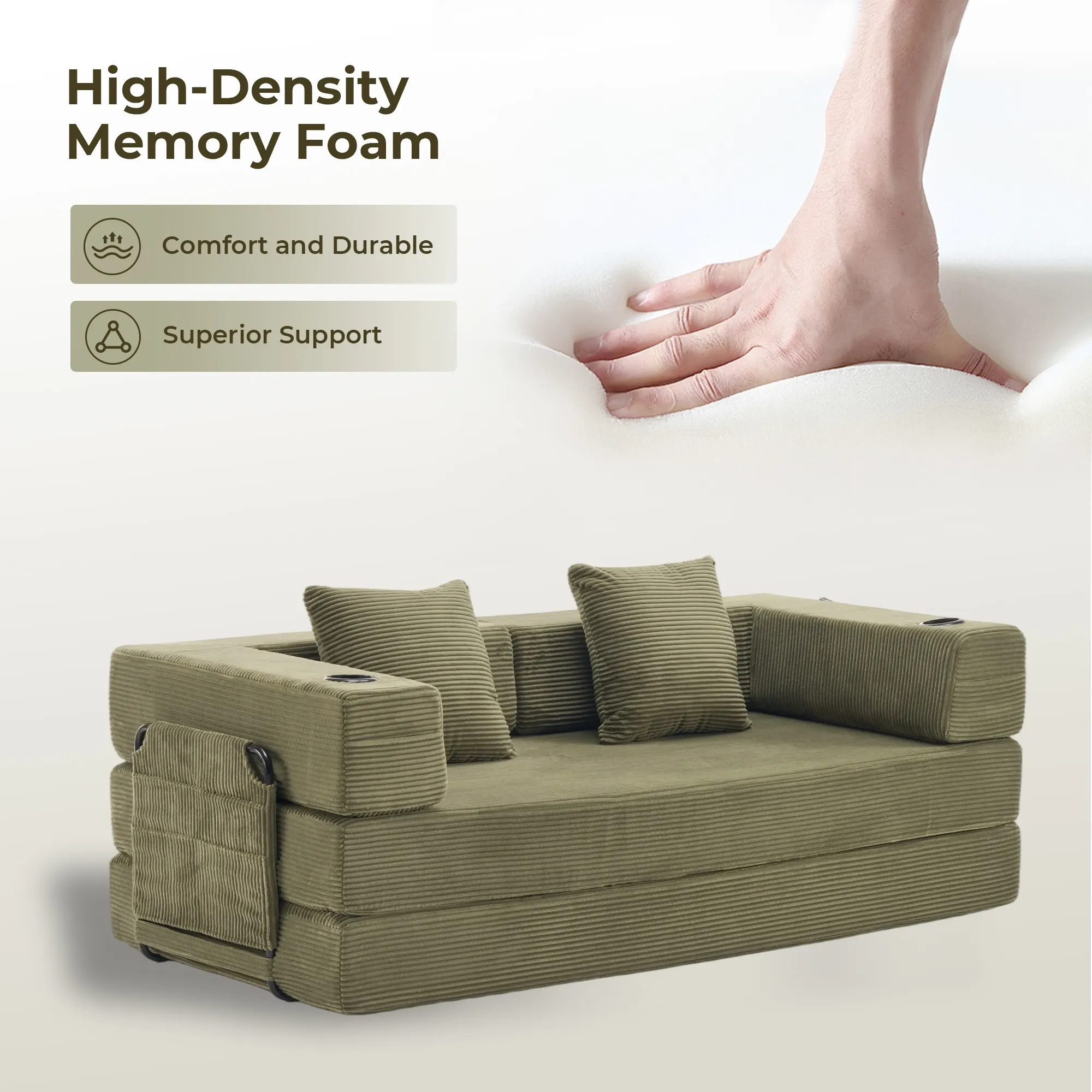 Selene Compressed Modular Sofa Bed-14.2" Seat Height - Image 39