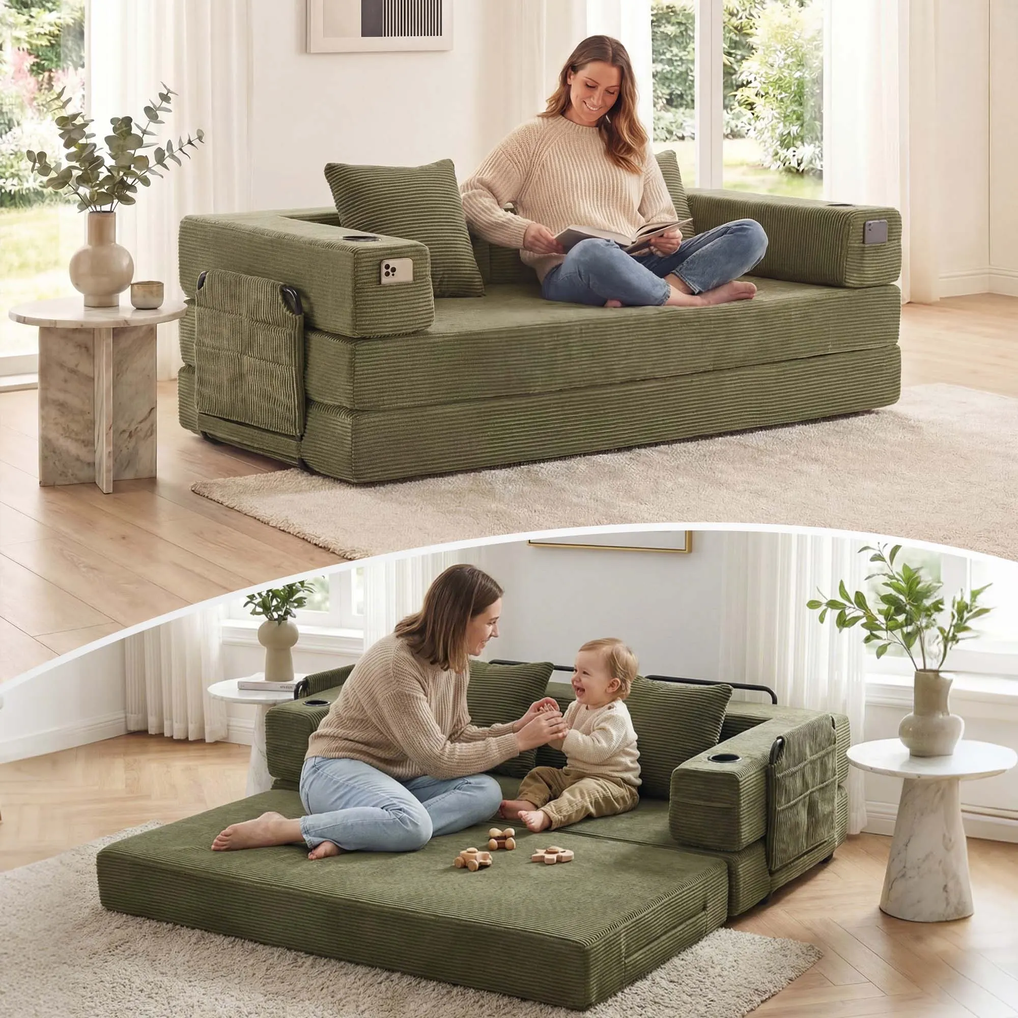 Selene Compressed Modular Sofa Bed-14.2" Seat Height - Image 42