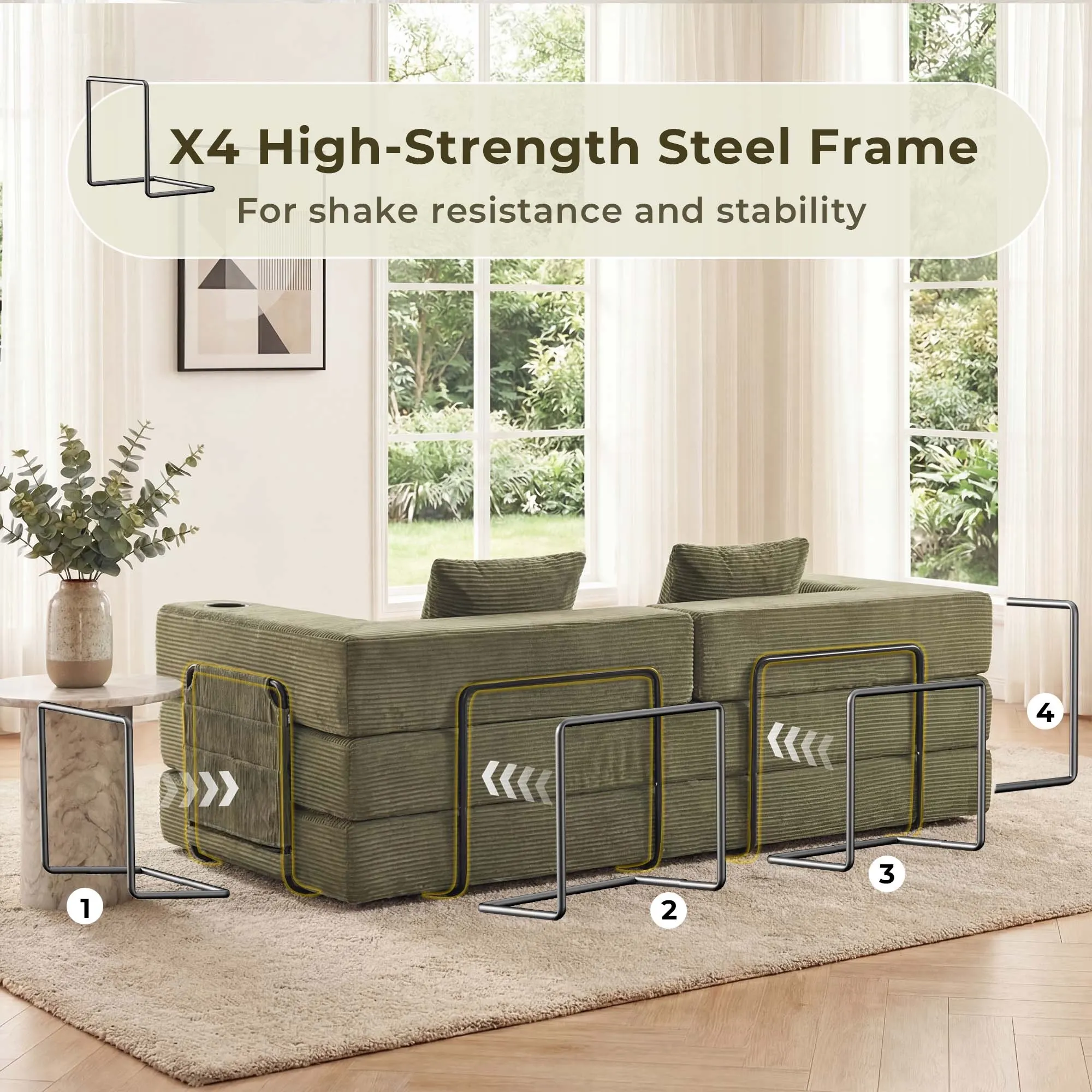 Selene Compressed Modular Sofa Bed-14.2" Seat Height - Image 44