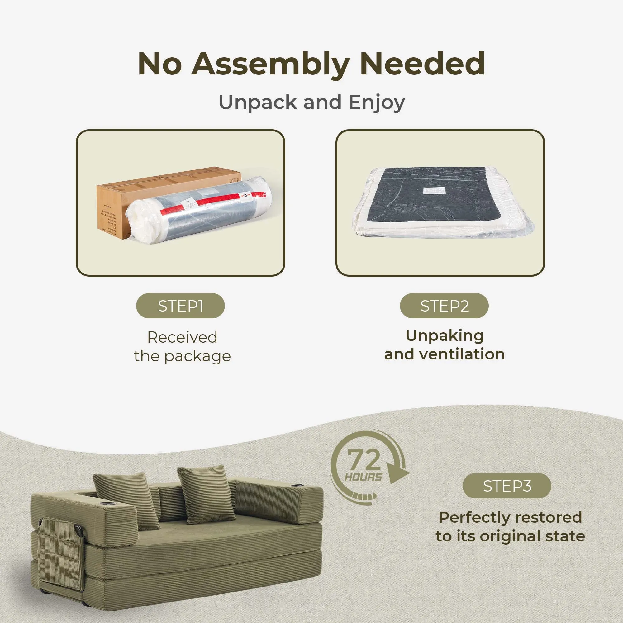 Selene Compressed Modular Sofa Bed-14.2" Seat Height - Image 49