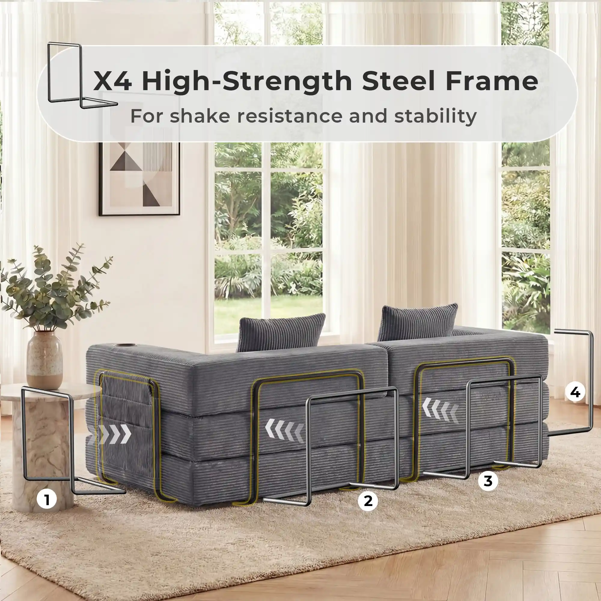 Selene Compressed Modular Sofa Bed-14.2" Seat Height - Image 54