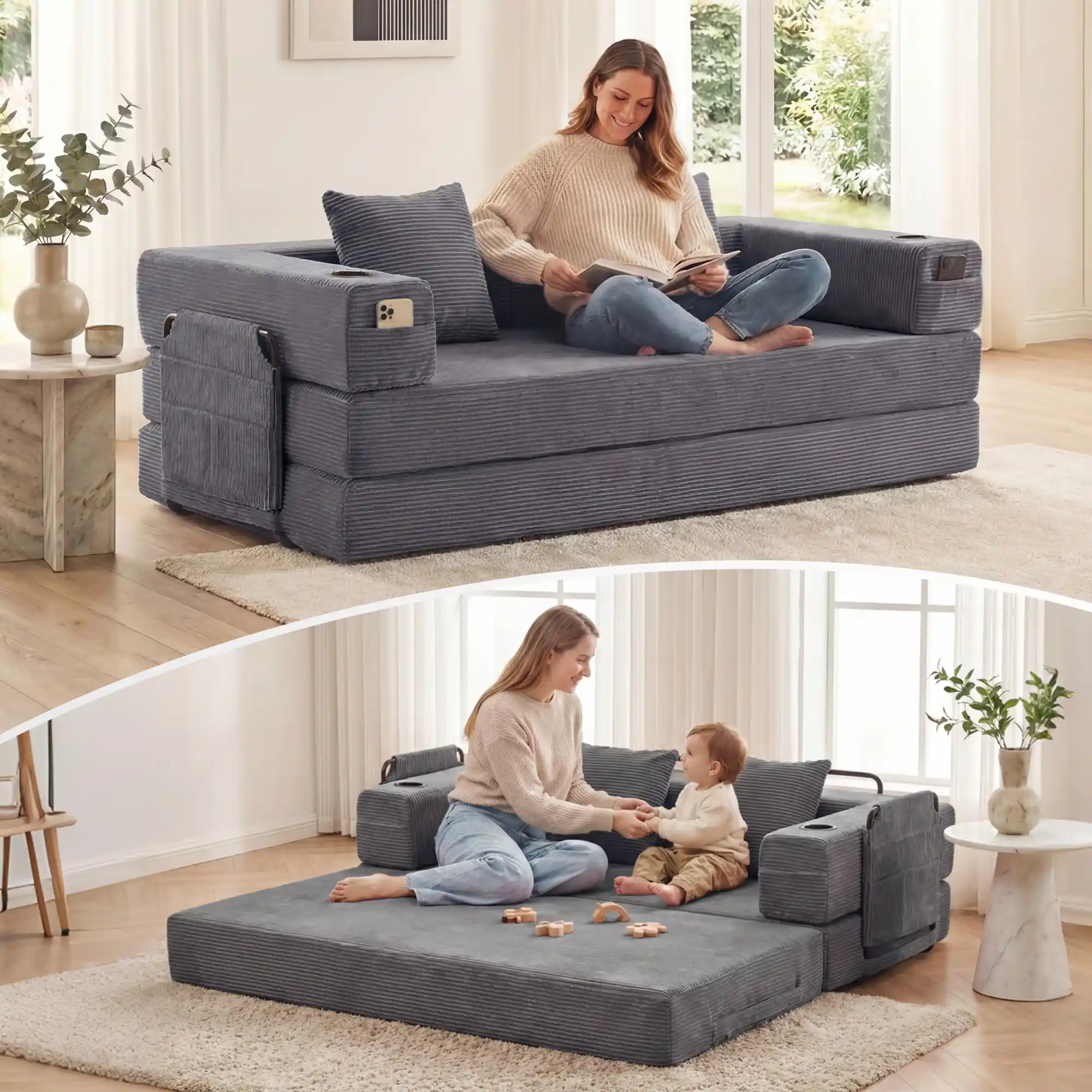 Selene Compressed Modular Sofa Bed-14.2" Seat Height - Image 55