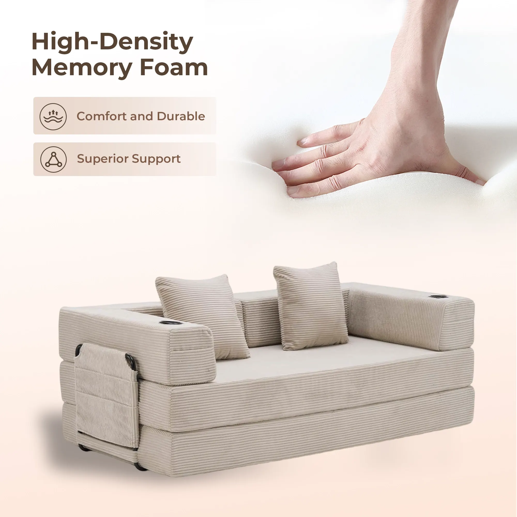 Selene Compressed Modular Sofa Bed-14.2" Seat Height - Image 64