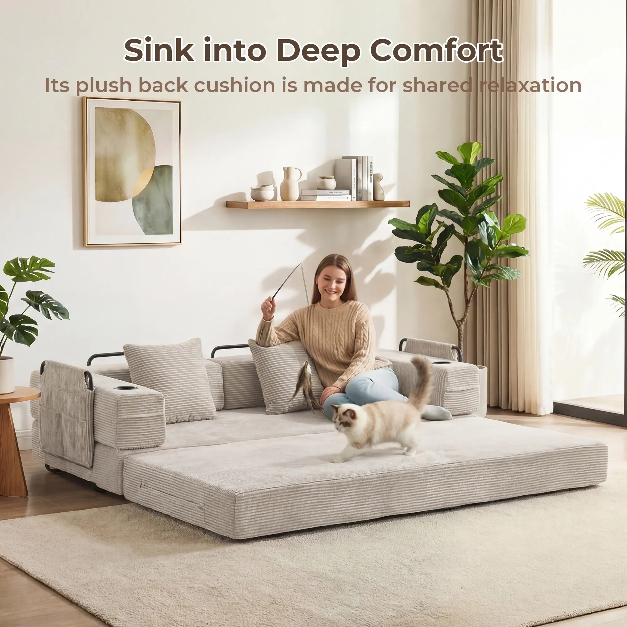 Selene Compressed Modular Sofa Bed-14.2" Seat Height - Image 67