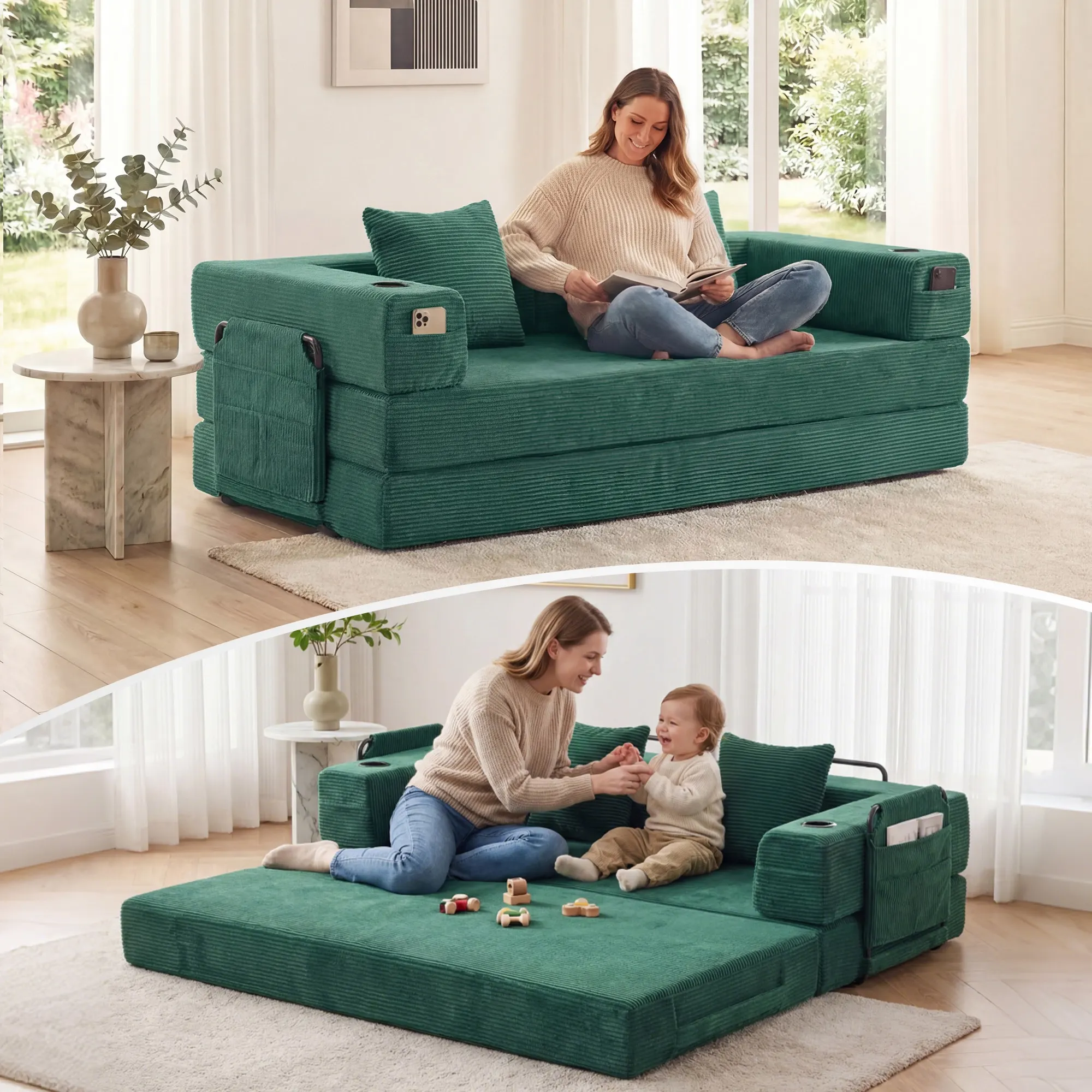 Selene Compressed Modular Sofa Bed-14.2" Seat Height - Image 7