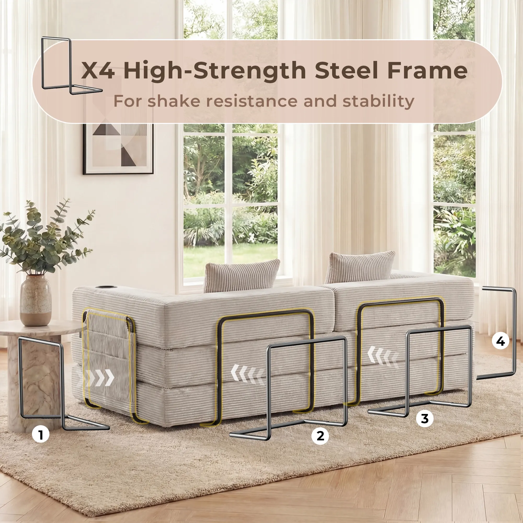 Selene Compressed Modular Sofa Bed-14.2" Seat Height - Image 70