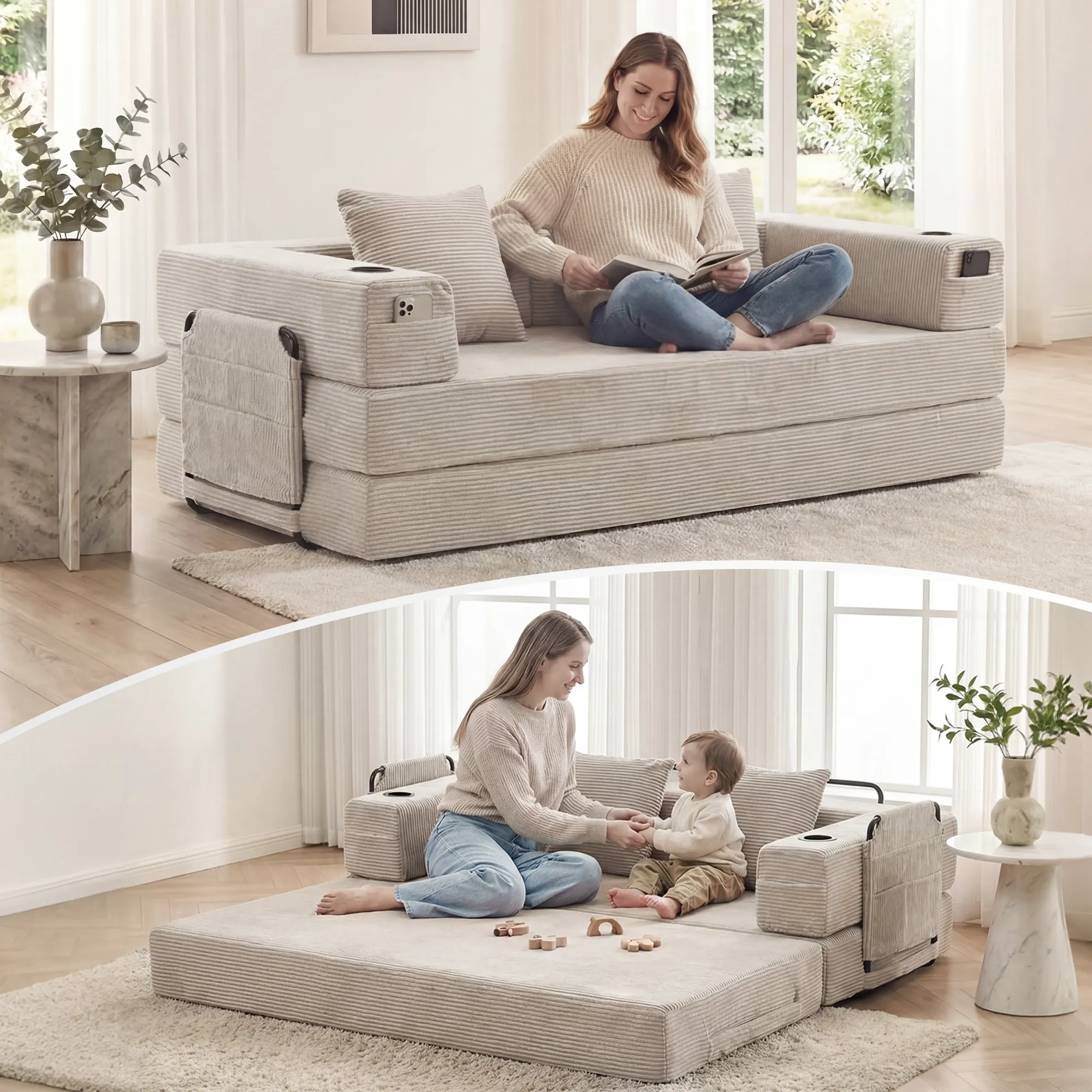 Selene Compressed Modular Sofa Bed-14.2" Seat Height - Image 72