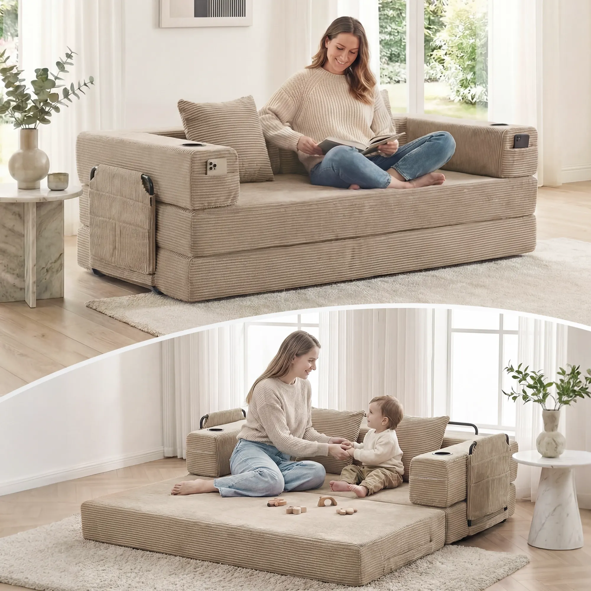 Selene Compressed Modular Sofa Bed-14.2" Seat Height - Image 78