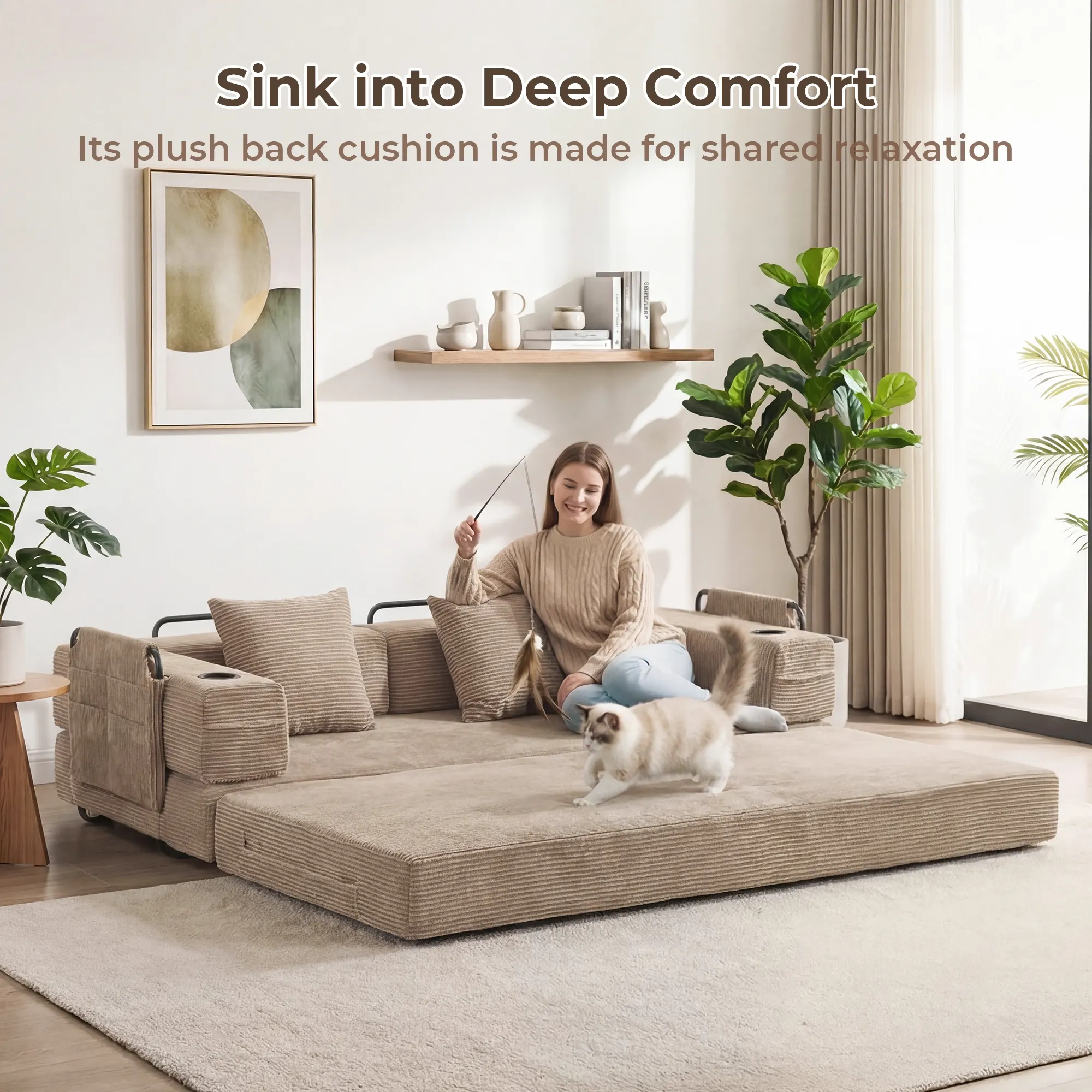 Selene Compressed Modular Sofa Bed-14.2" Seat Height - Image 79