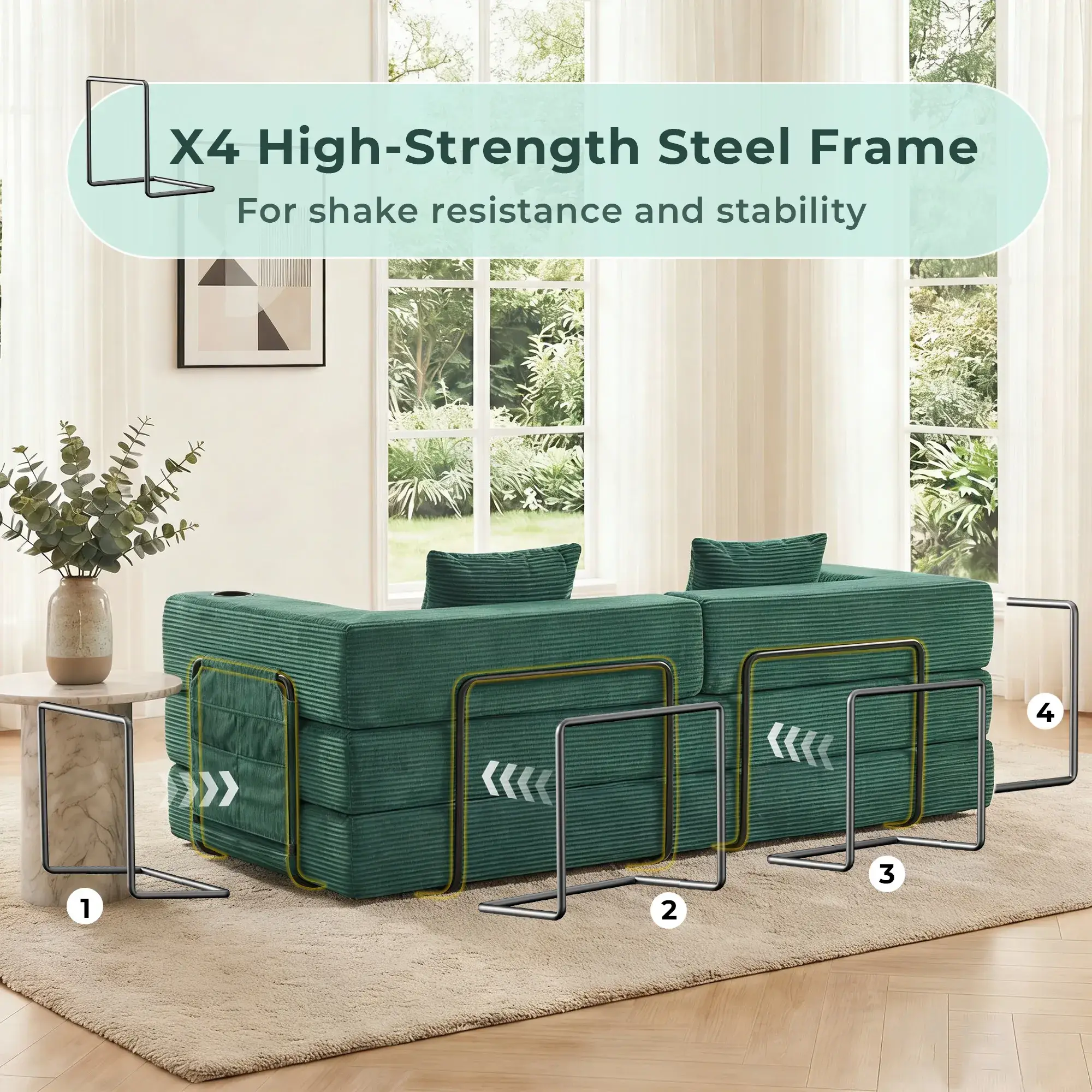 Selene Compressed Modular Sofa Bed-14.2" Seat Height - Image 8