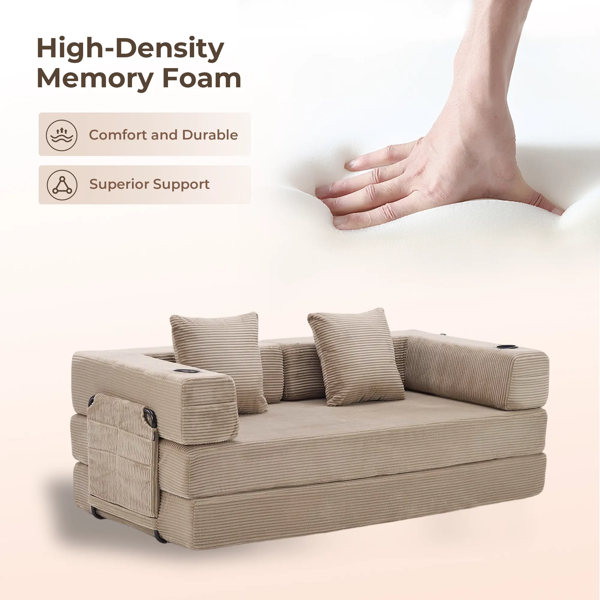 Selene Compressed Modular Sofa Bed-14.2" Seat Height - Image 81