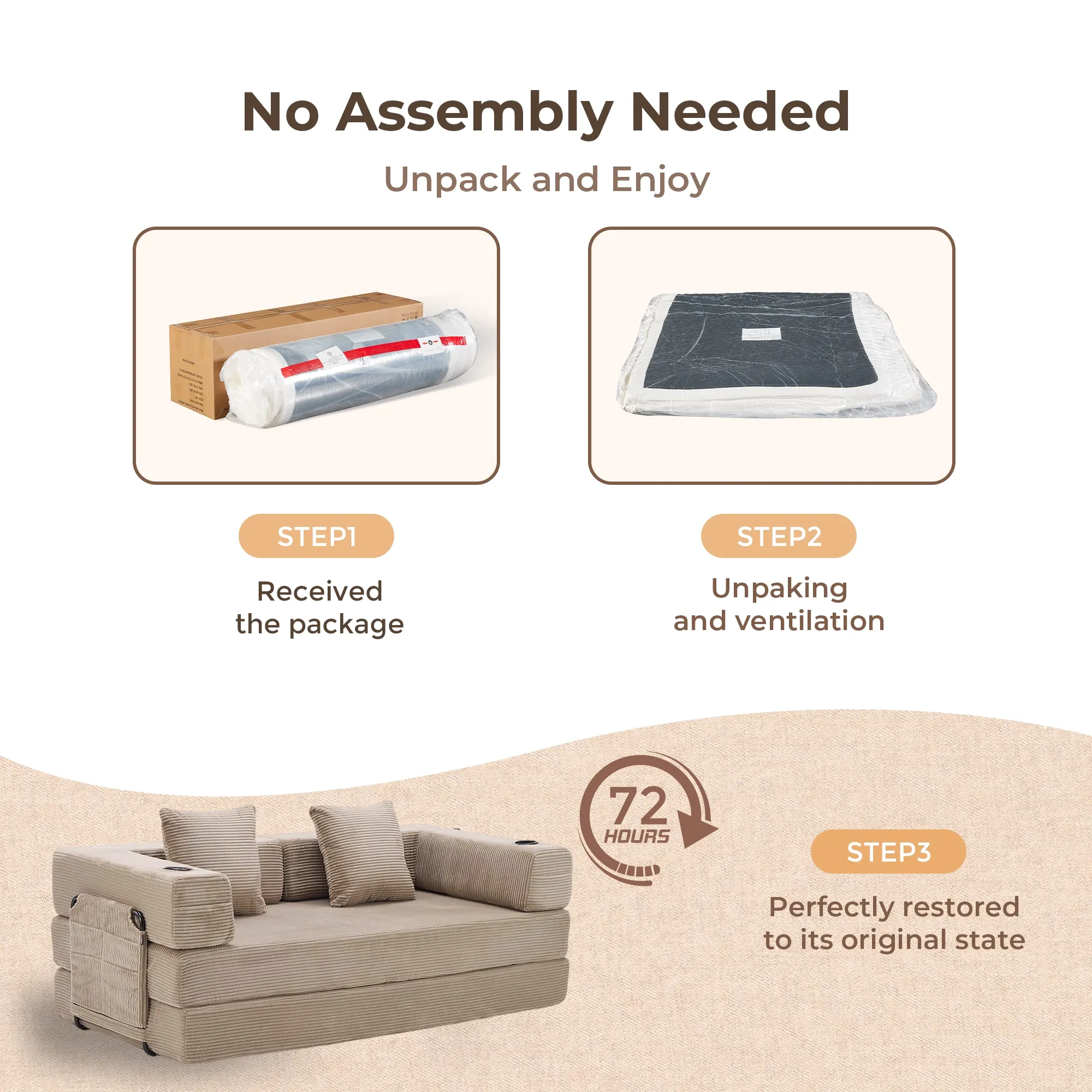 Selene Compressed Modular Sofa Bed-14.2" Seat Height - Image 82