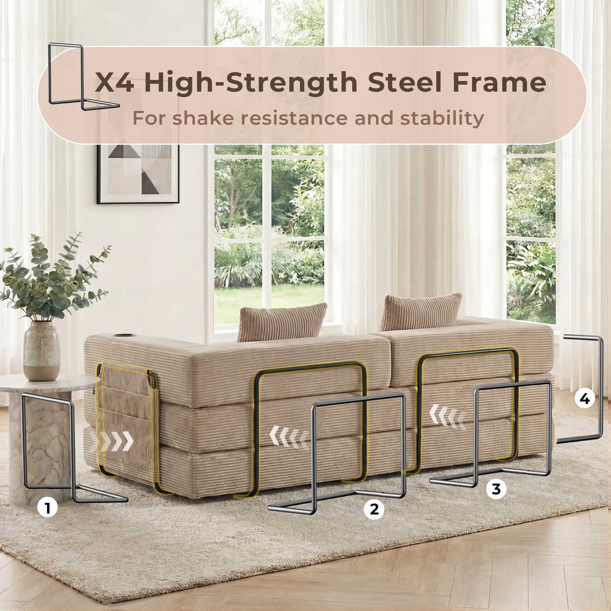 Selene Compressed Modular Sofa Bed-14.2" Seat Height - Image 83