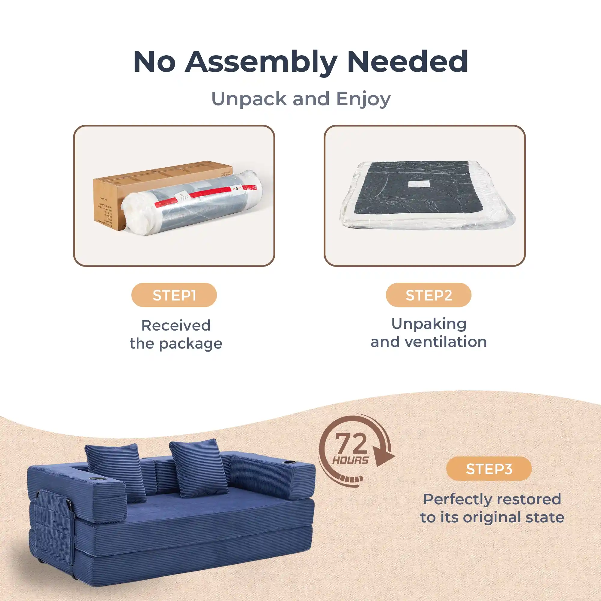 Selene Compressed Modular Sofa Bed-14.2" Seat Height - Image 87