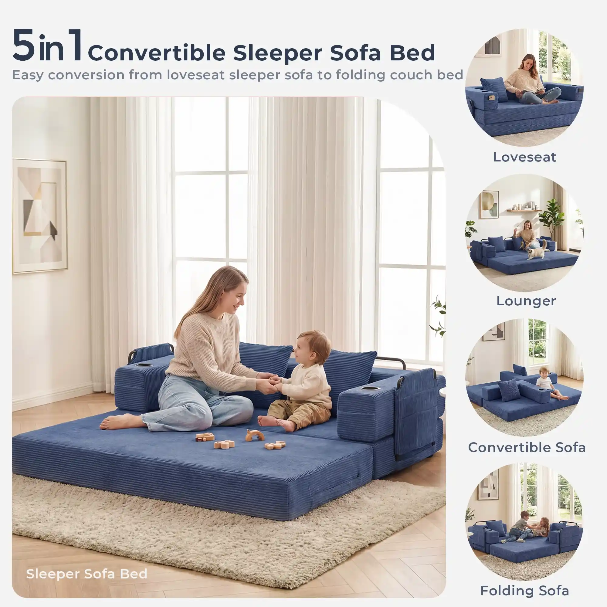 Selene Compressed Modular Sofa Bed-14.2" Seat Height - Image 88