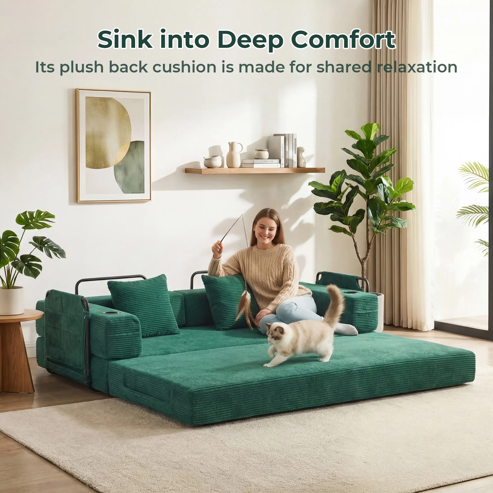 Selene Compressed Modular Sofa Bed-14.2" Seat Height - Image 9