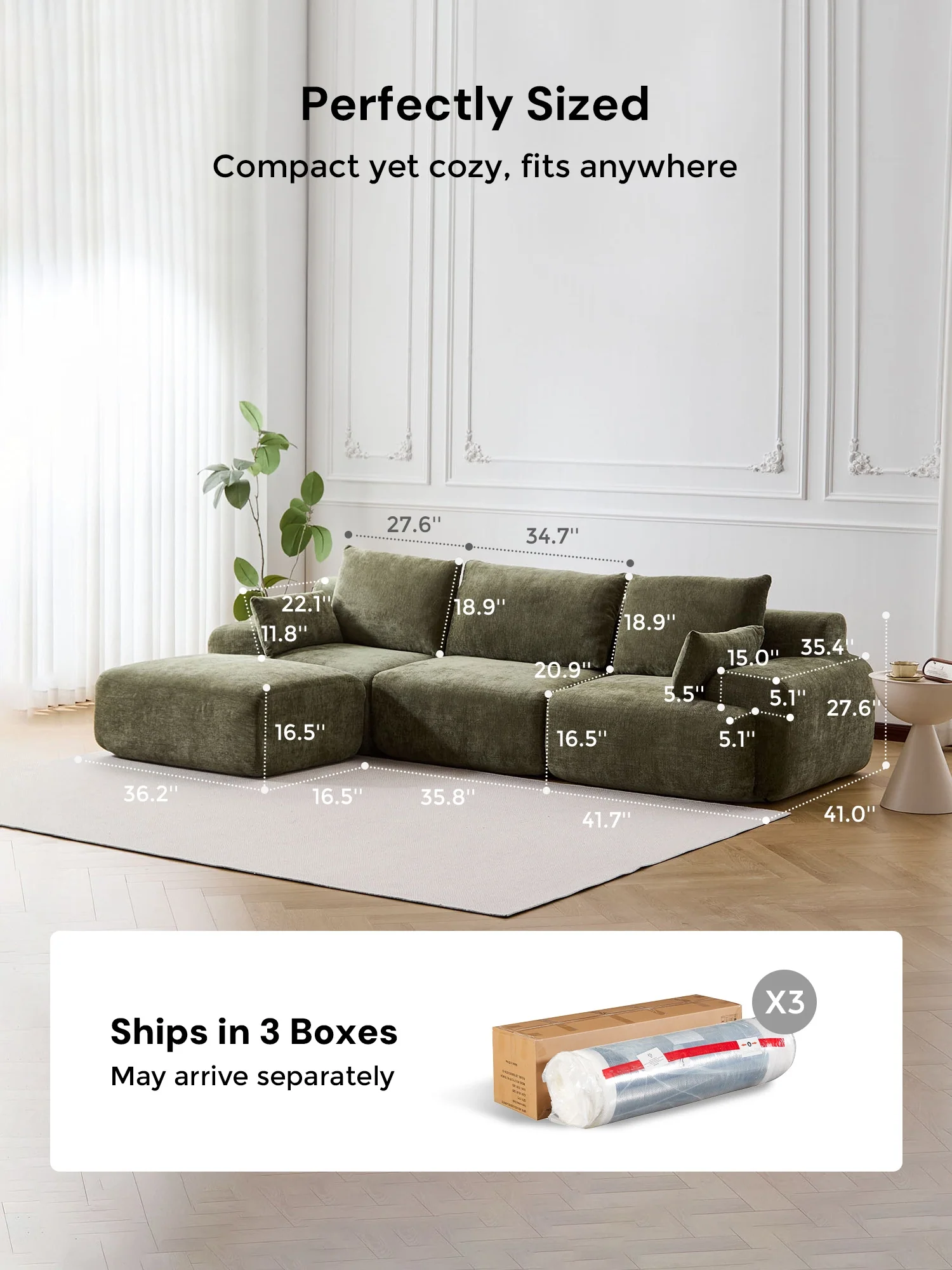 Zeus Compressed Sectional Sofa with Ottoman - Image 41