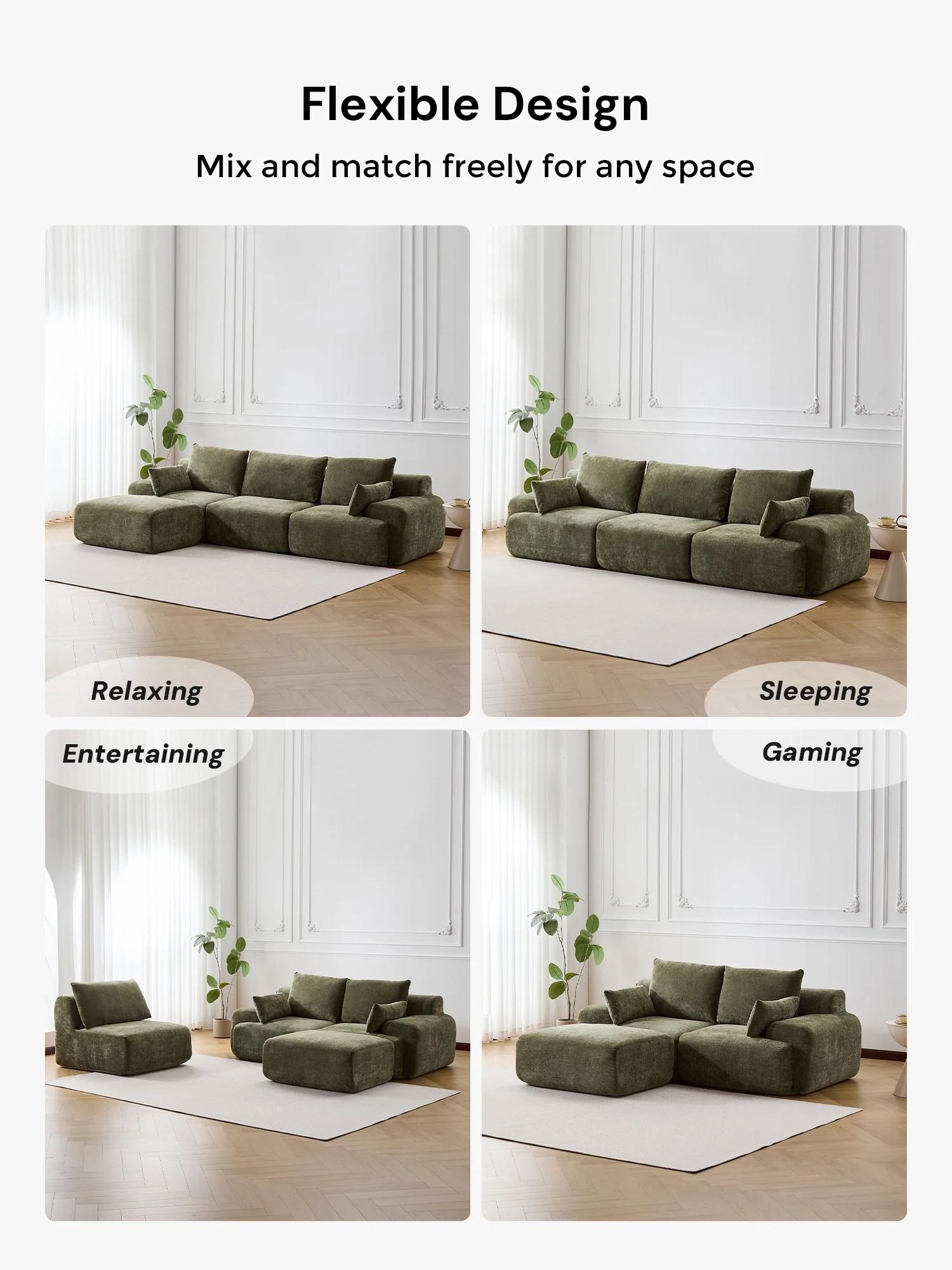 Zeus Compressed Sectional Sofa with Ottoman - Image 42