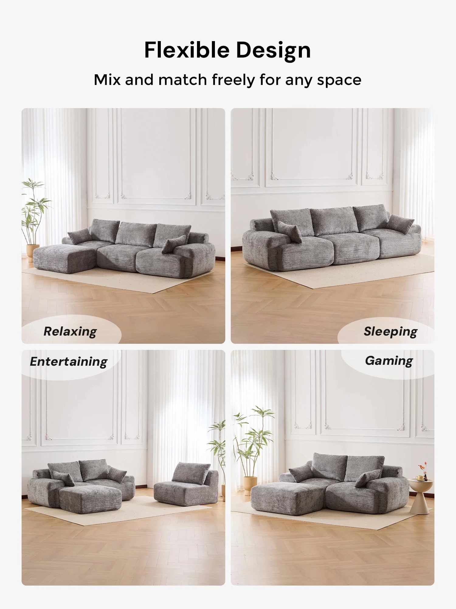 Zeus Compressed Sectional Sofa with Ottoman - Image 48