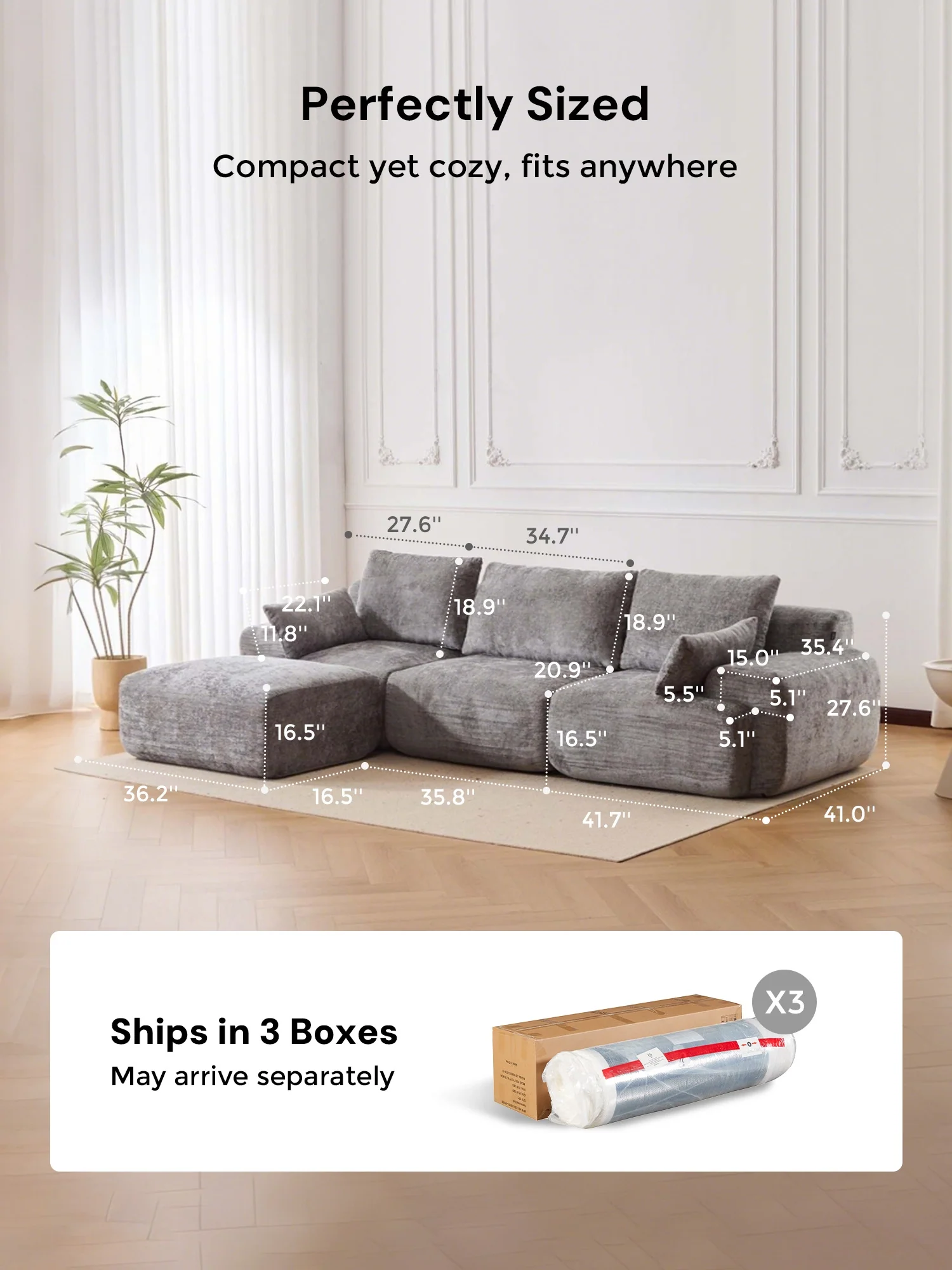 Zeus Compressed Sectional Sofa with Ottoman - Image 49